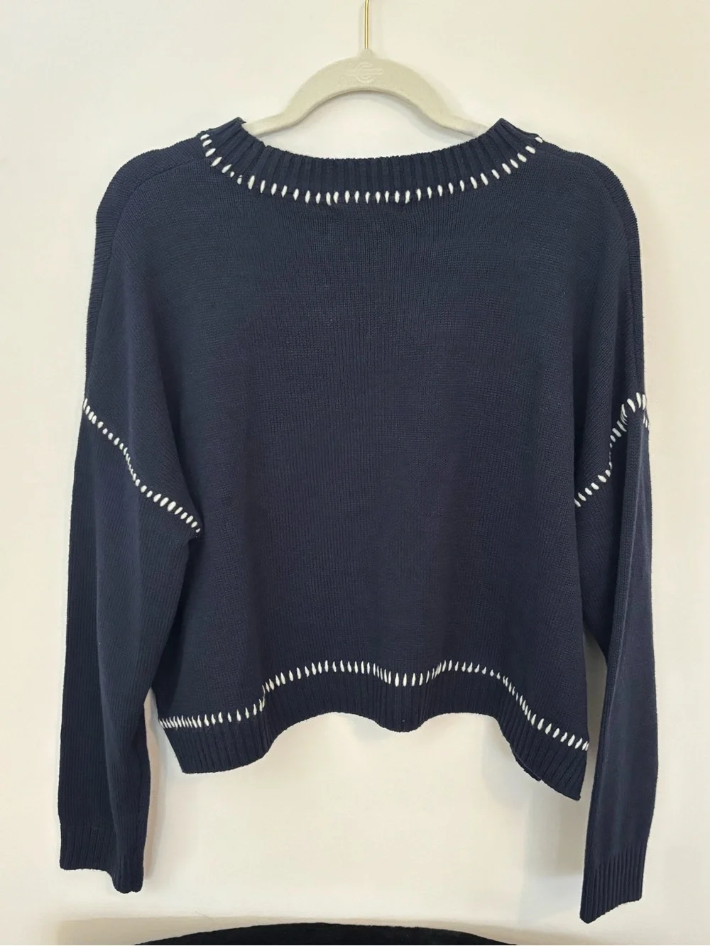 moon & madison Navy Crewneck Sweater with White USA Script